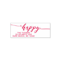 HAPPY Script Simple Red Holiday Return Address