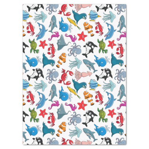 Happy Sea Creatures Tissue Paper | Zazzle