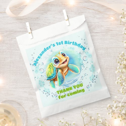 Happy Sea Turtle Boy 1st Birthday favor Bag