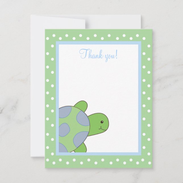 HAPPY SEA TURTLE (Green) 4x5 Flat Thank you note (Front)
