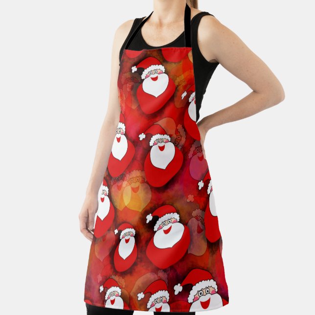 Happy Seamless Santa Claus Pattern Apron (Insitu)