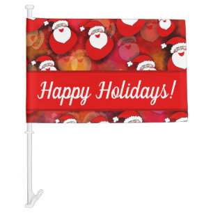 Happy Seamless Santa Claus Pattern Car Flag