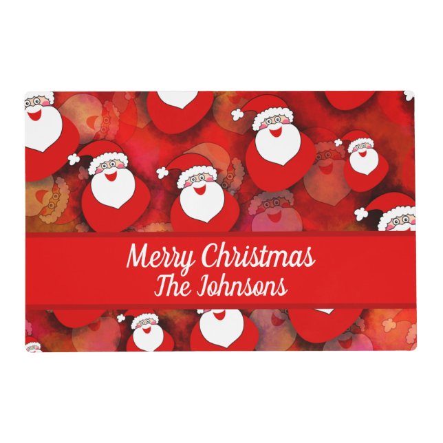 Happy Seamless Santa Claus Pattern Placemat (Front)