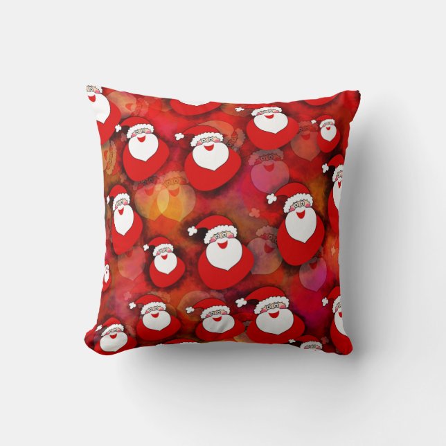 Happy Seamless Santa Claus Pattern Throw Pillow (Front)