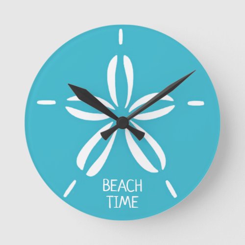 Happy Seashore  Beach Sand Dollar Sea Shell Round Clock