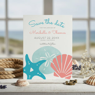 Happy Seashore   Nautical Beach Seashell Wedding Save The Date
