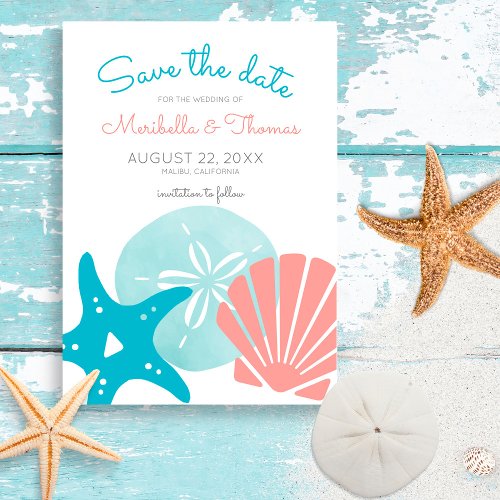 Happy Seashore  Nautical Beach Seashell Wedding Save The Date