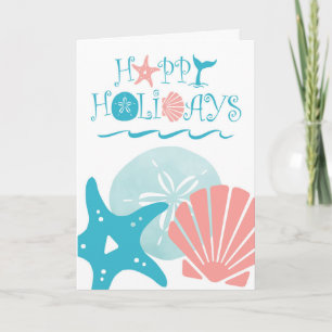 Happy Seashore Tropical Beach Seashell Holiday Card