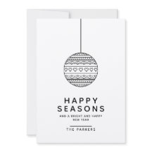 Happy Seasons Greeting card with Christmas Ball