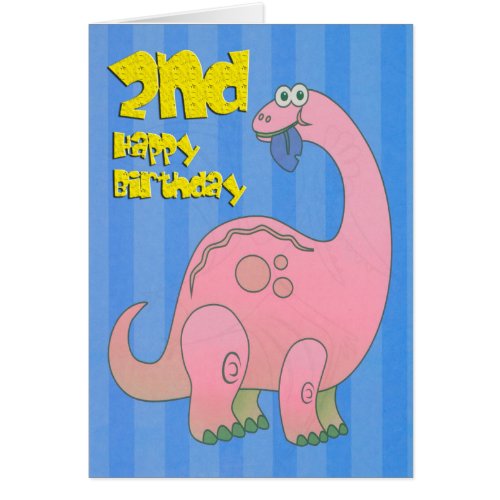 Happy Second Birthday Pink Dinosaur