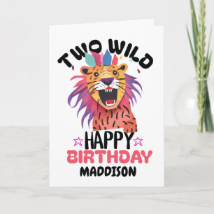 Happy Second Two Wild Safari Themed 2nd Birthday Card