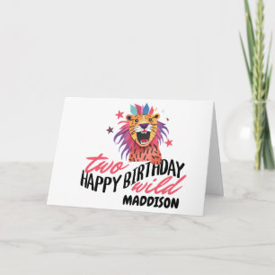 Happy Second Two Wild Safari Themed 2nd Birthday Card