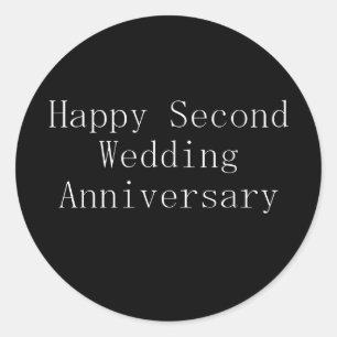 Happy Second Wedding Anniversary Classic Round Sticker