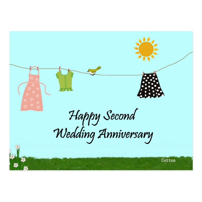 Happy Second Wedding Anniversary Postcard