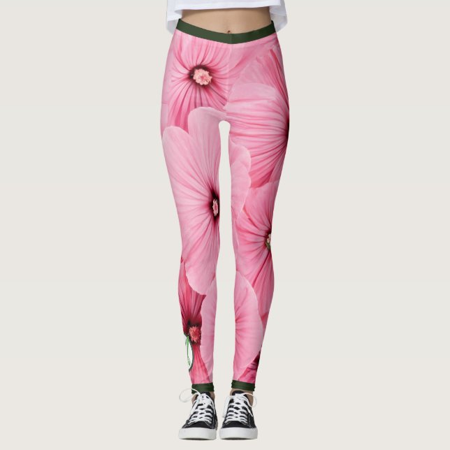 HAPPY SEED LEGGINGS PINK FLOWERS MONOGRAM (Front)