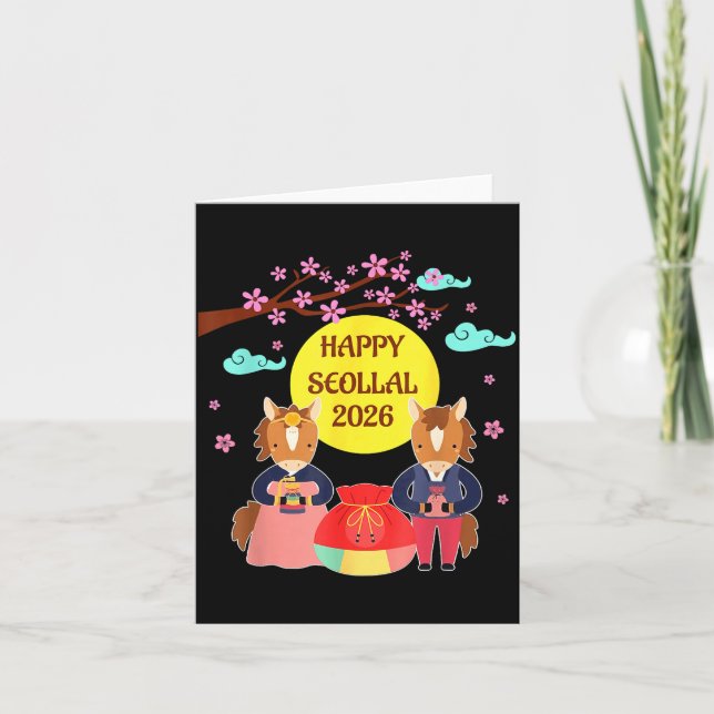 Happy Seollal 2026 Korean Lunar New Year Of The Ho Card (Front)