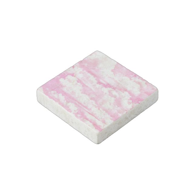 Happy Serene Pink Clouds decor Stone Magnet (Angled)