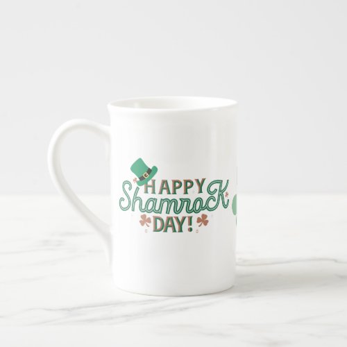 Happy Shamrock Day Bone China Mug