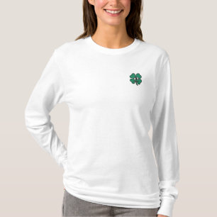 Happy Shamrock Embroidered Women's T Long Sleeve T-Shirt