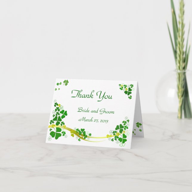 Happy Shamrock Letterpress Thank You Card (Front)