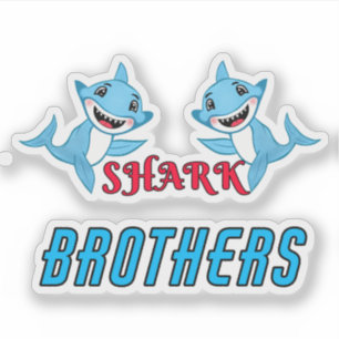 Happy Shark Family Brothers Sticker