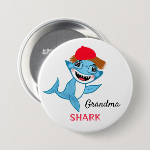 Happy Shark Family Grandma Shark Button