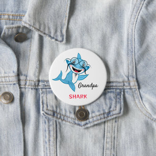 Happy Shark Family Grandpa Shark Button