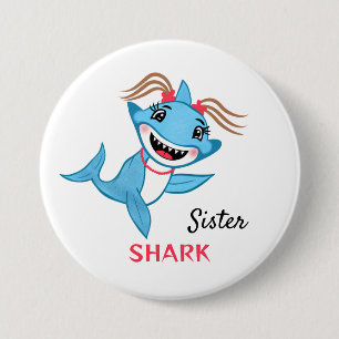 Happy Shark Family Sister Shark Button