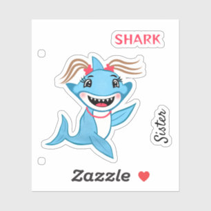 Happy Shark Family Sister Shark Sticker