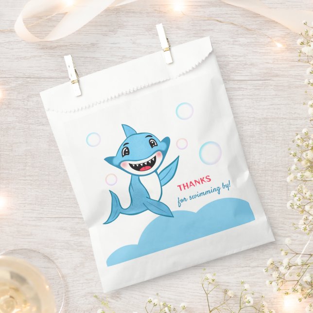 Happy Shark Family Thank You Favor Bag (Clipped)
