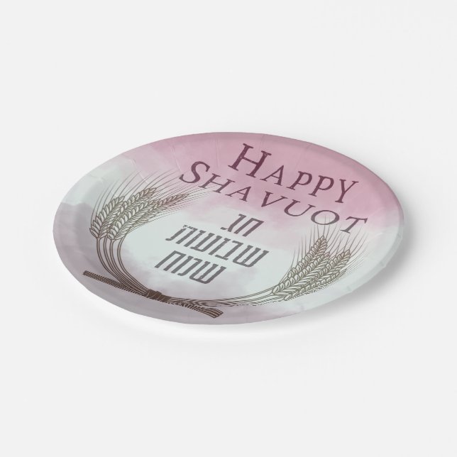 Happy Shavuot - Chag Shavuot Sameach Decor Paper Plates (Angled)