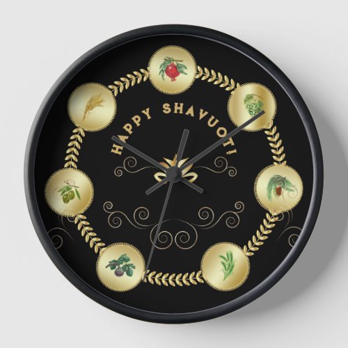 Happy SHAVUOT decorative ornament seven species Clock