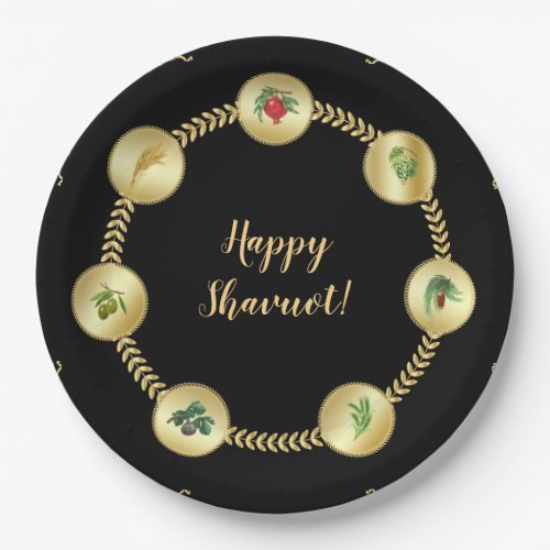 Happy SHAVUOT decorative ornament seven species Paper Plates