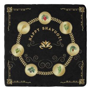 Happy SHAVUOT decorative ornament seven species Trivet
