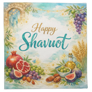Happy Shavuot Gift, Feast of Weeks, Jewish Holiday Cloth Napkin
