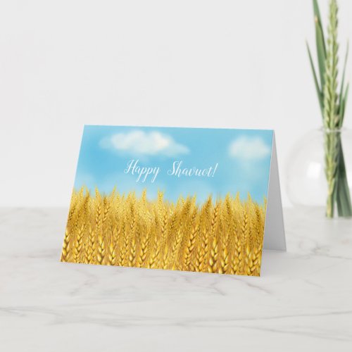 Happy SHAVUOT Gold Wheat Field Watercolor Greeting Card