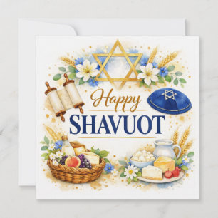 Happy Shavuot Jewish Holiday Card, Judaica Decor