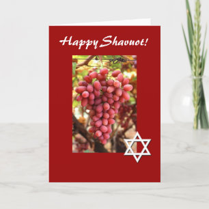 Happy Shavuot-Red Grapes/Star of David Holiday Card