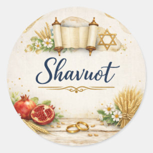 Happy Shavuot Sticker, Jewish Holiday Classic Round Sticker