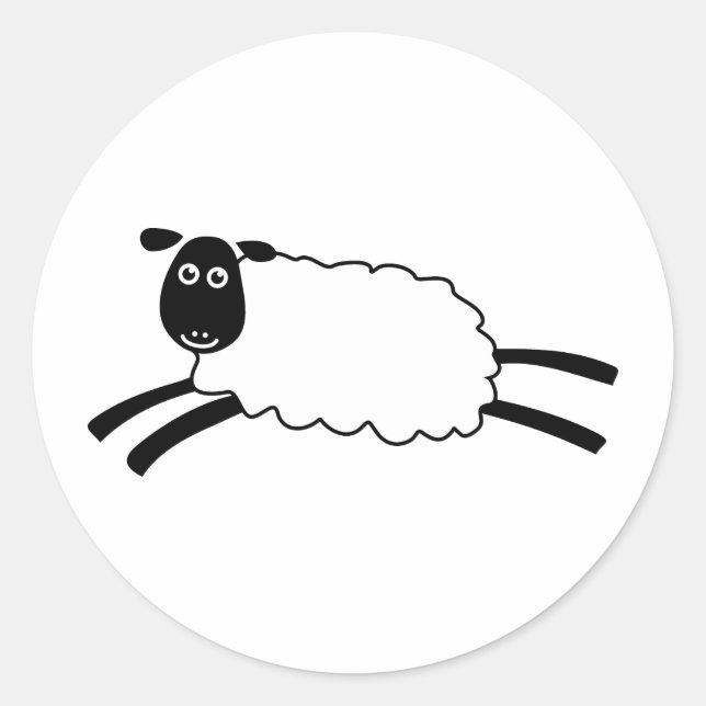 Happy Sheep Classic Round Sticker (Front)