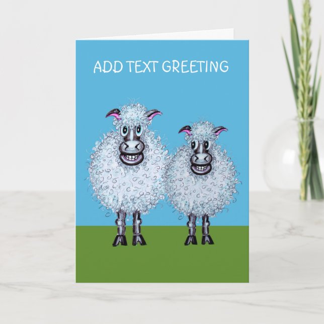 Happy sheep couple card (Front)