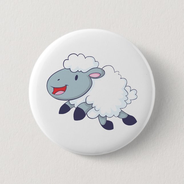 Happy Sheep Pinback Button (Front)