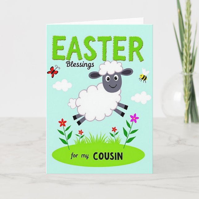 Happy Sheep Springtime Card (Front)