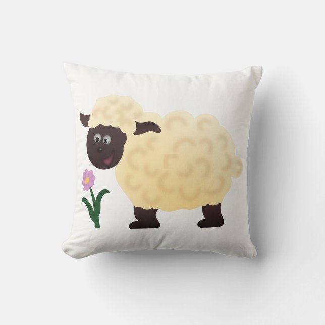 Happy Sheep Throw Pillow (Front)