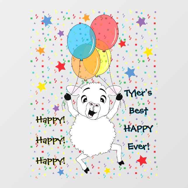 Happy Sheep Wall Decal (Front)