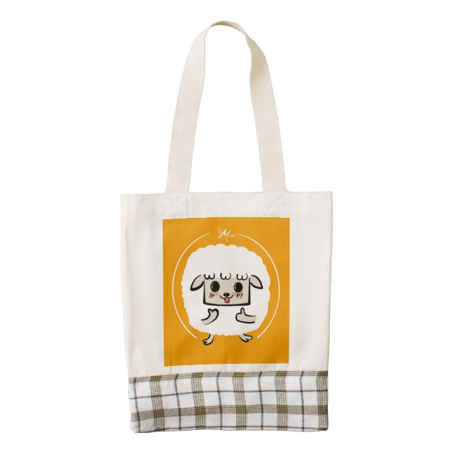 Happy Sheep Zazzle HEART Tote Bag (Front)