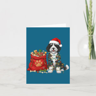Happy Sheepadoodle Christmas Lights Dog Mom Sheepa Card