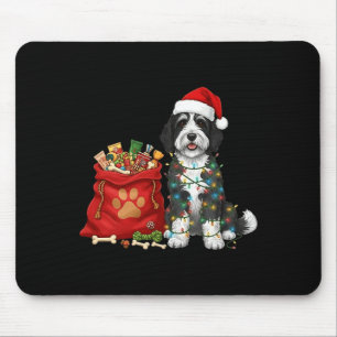 Happy Sheepadoodle Christmas Lights Dog Mom Sheepa Mouse Pad