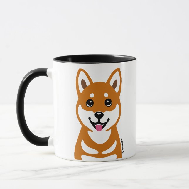 Happy Shiba Inu dog cartoon Mug (Left)