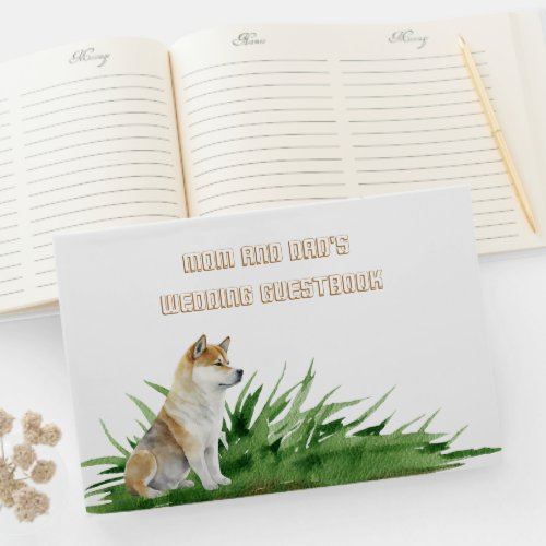 Happy Shiba Inu Dog Wedding Guest Book